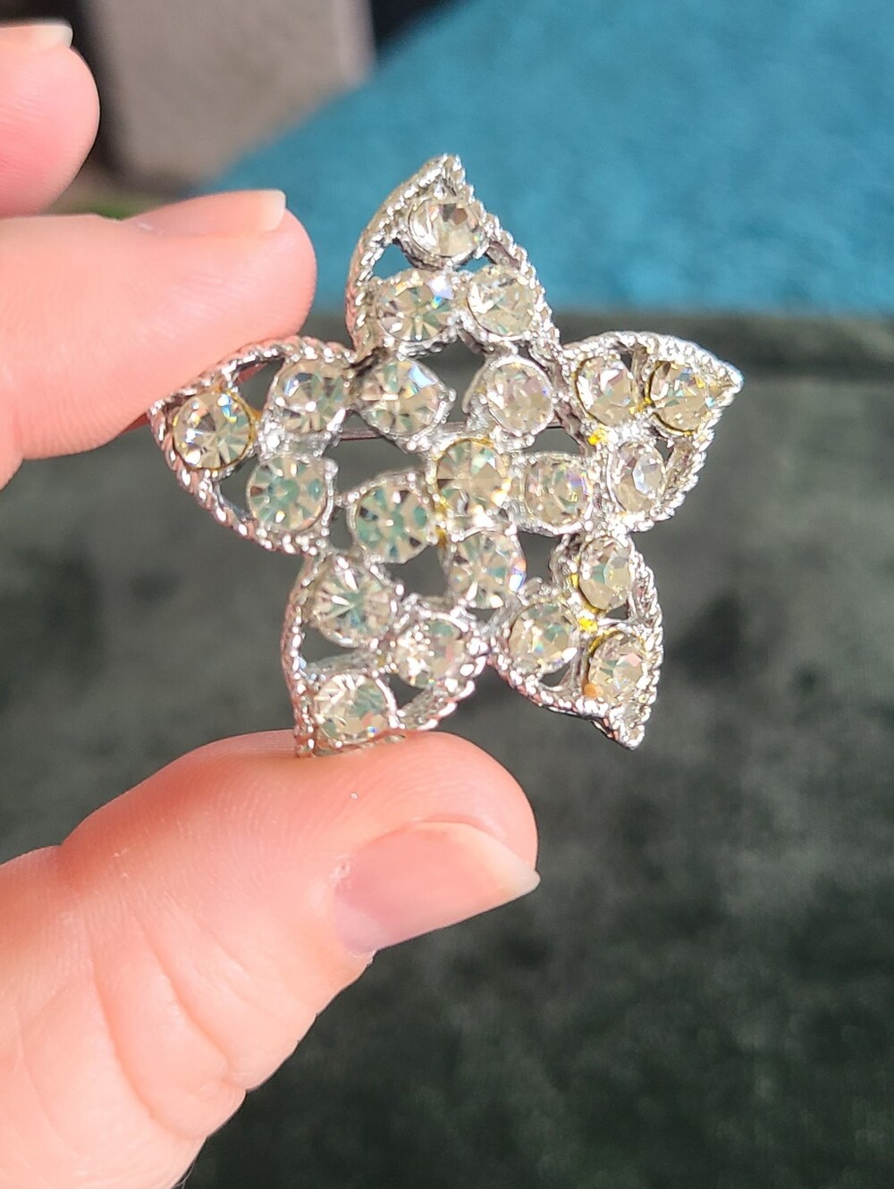 Silver Crystal Star Brooch